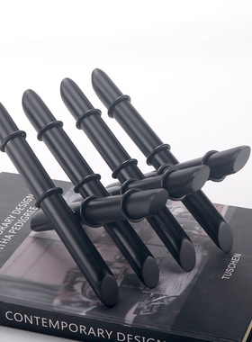 现代轻奢竹节不锈钢金属x书架创意书房装饰品摆件银色电镀样板间