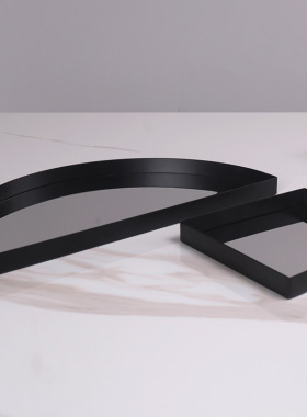 现代简约轻奢扇形圆形托盘几何体组合摆件家居样板房桌面软装饰品