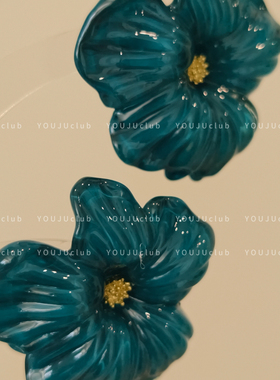 月照花林～孔雀蓝色大花朵立体