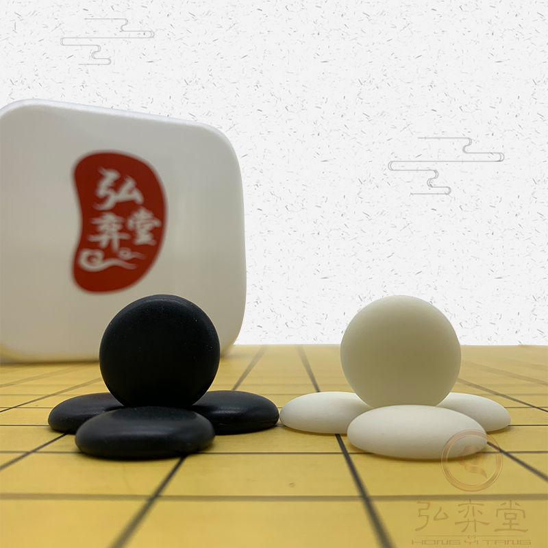 仿玉围棋棋盘套装儿童初学者五子棋白玉云瓷摔不碎棋子双面棋盘-图3