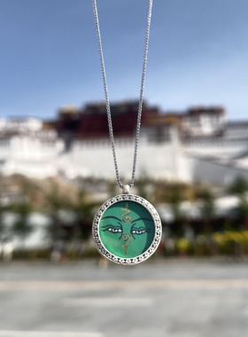 真银纯手绘项链项链西藏唐卡招米