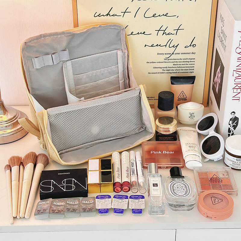 可立式化妆包手提便携式大容量化妆刷眼影笔袋外出旅行分区收纳包,淘宝优惠券,粉丝福利购,淘宝优惠卷
