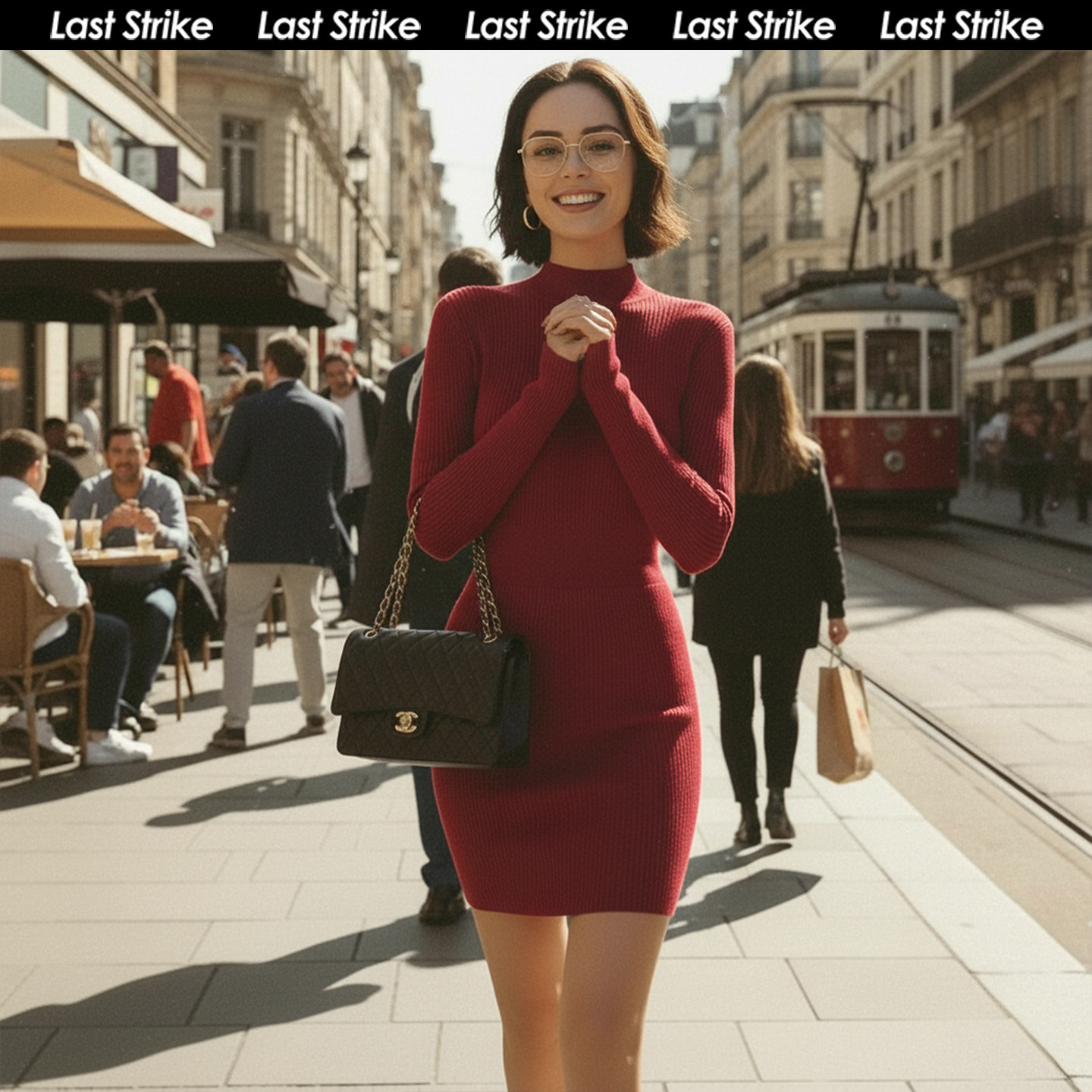 Last Strike新年红色女士高领针织连衣裙2025冬季修身显瘦气质裙