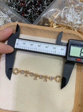 高保色包金镶方锆石半链隔珠手工diy水晶珍珠手链延长链饰品配件