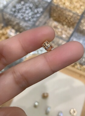 高保色包金镶锆石大孔轮胎隔珠手工diy水晶珍珠手链串珠饰品配件