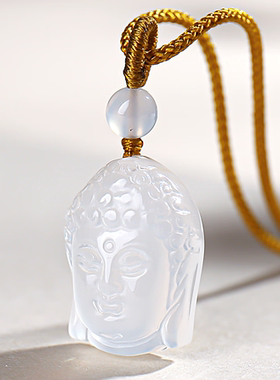 小红书女玉髓佛头吊坠项链女