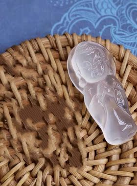 天然高冰情侣玉髓吊坠