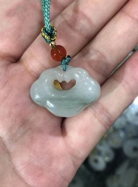 天然玉天山翠平安如意锁