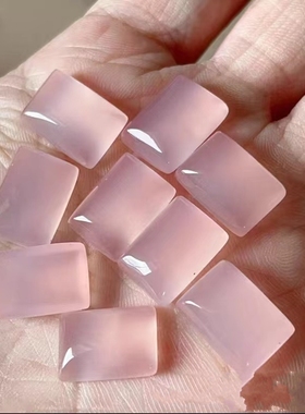 冰种粉色玉髓玛瑙小方牌吊坠 小号无事牌挂件 玉坠