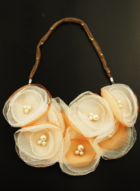 韩版手工花瓣多层甜美风脖子项链