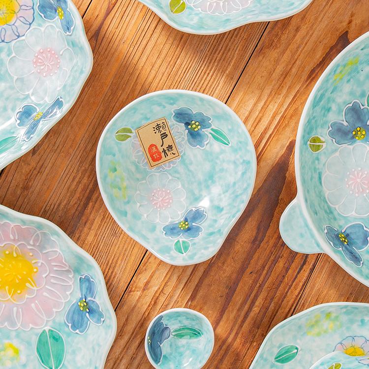 雅之器濑户烧新款陶瓷釉下彩家用餐具盘子花朵盘米饭碗汤碗鱼盘勺 - 图1