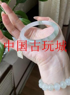 天山翠手镯新疆冰种翡翠色国风新中式飘花美人圆条少女感玉镯飘翠