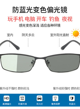 2024新款无度数无度数防蓝光变色太阳眼镜 光感变色太阳镜