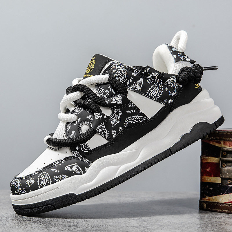 潮牌明星同款面包鞋2024秋季新款板鞋男厚底增高百搭小众设计男鞋