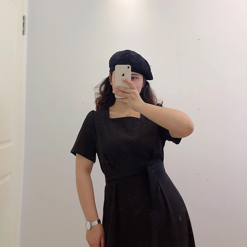 2020夏赫本风胖mm宽松短袖小连衣裙 120斤的大杨连衣裙