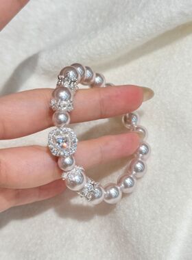 深圳旭佳旭家正圆曼塔玫瑰珍珠闪锆皇冠方糖项链女时尚精致小众