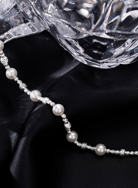 深圳旭佳S990纯银车花圆珠珍珠手链女2025新款爆款轻奢气质感礼物