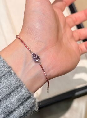 深圳旭佳旭家s925纯银天然紫水晶四爪葫芦红绳编织手链女小众新