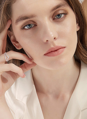 深圳旭佳旭家网红热销时尚ins莫桑石戒指s925纯银镀18k金七夕排戒