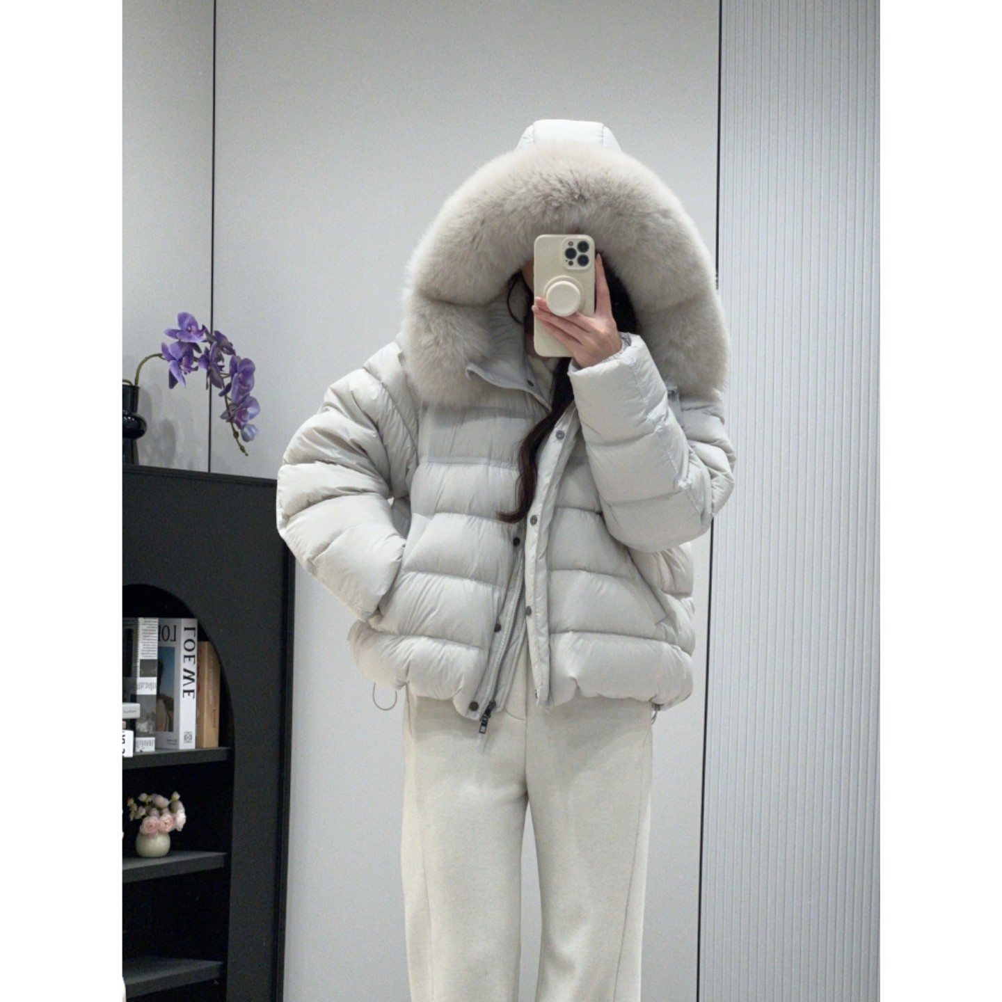 真狐狸毛连帽排骨羽绒服女短款2025冬季新款超气质的90白鸭绒外套,淘宝优惠券,粉丝福利购,淘宝优惠卷