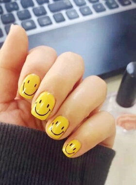 ins小红书网红款黄色笑脸贴纸美甲微笑表情包指甲贴花emoji笑表情