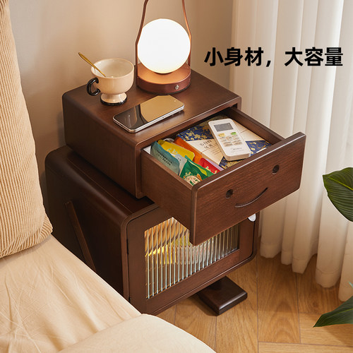 机器人床头柜家用卧室带灯实木床边柜小型边几柜创意储物收纳高柜 - 图3