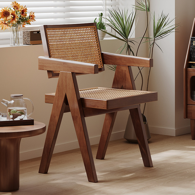家逸实木藤椅靠背椅子家用阳台椅休闲椅单人喝茶桌椅客厅藤编椅子,淘宝优惠券,粉丝福利购,淘宝优惠卷