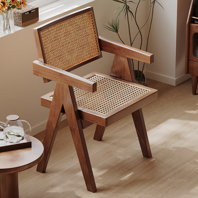 家逸实木藤椅靠背椅子家用阳台椅休闲椅单人喝茶桌椅客厅藤编椅子,淘宝优惠券,粉丝福利购,淘宝优惠卷