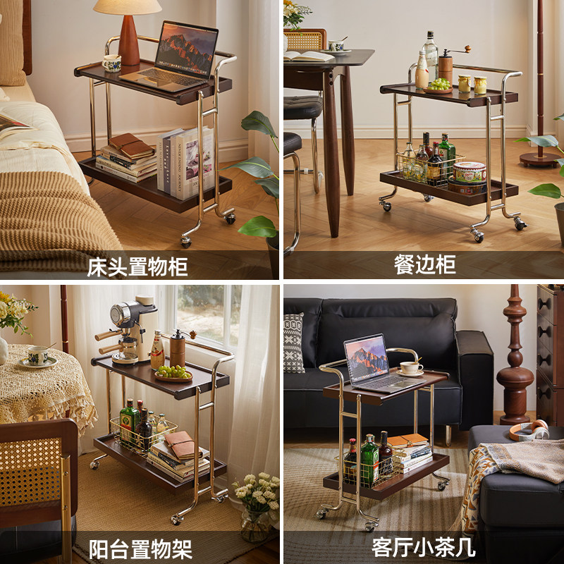 实木可移动小推车阳台边几简约沙发边柜茶几客厅餐厅置物架桌子,淘宝优惠券,粉丝福利购,淘宝优惠卷