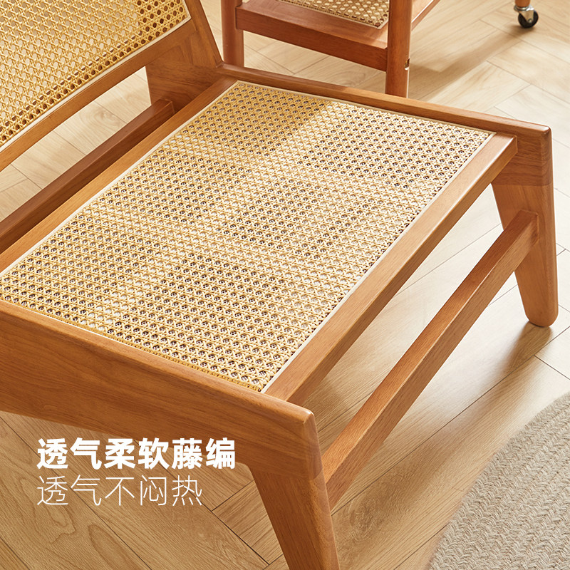 躺椅阳台休闲椅懒人沙发椅北欧袋鼠椅中古单人实木侘寂风藤编椅子