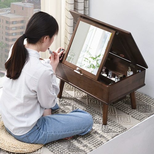 Современный и минималистичный универсальный маленький туалетный столик из натурального дерева для спальни