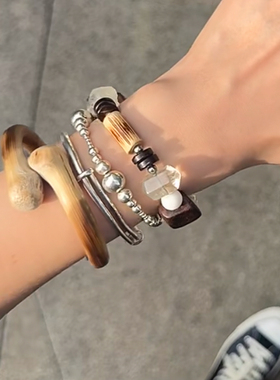 S925纯银不规则渐变银球手链百搭日常通勤简约大气高级感手环轻奢