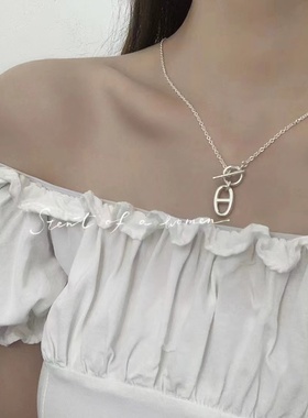 s925纯银项链猪鼻子ot扣