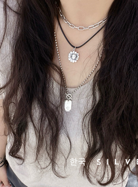 韩代原单s925纯银笑脸向日葵吊坠女个性复古实心花朵2026新款潮酷