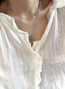 s925纯银猪鼻子项链男女款复古