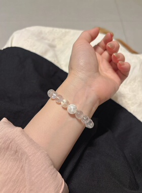 2026年新款白水晶手链女款小众叠戴手串紫色饰品转运招财