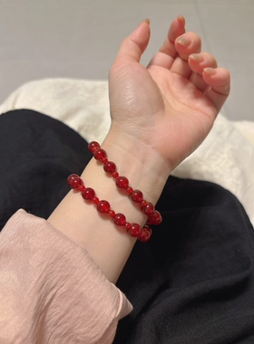 2026年新款天然红玛瑙手链女款小众叠戴手串紫色饰品转运
