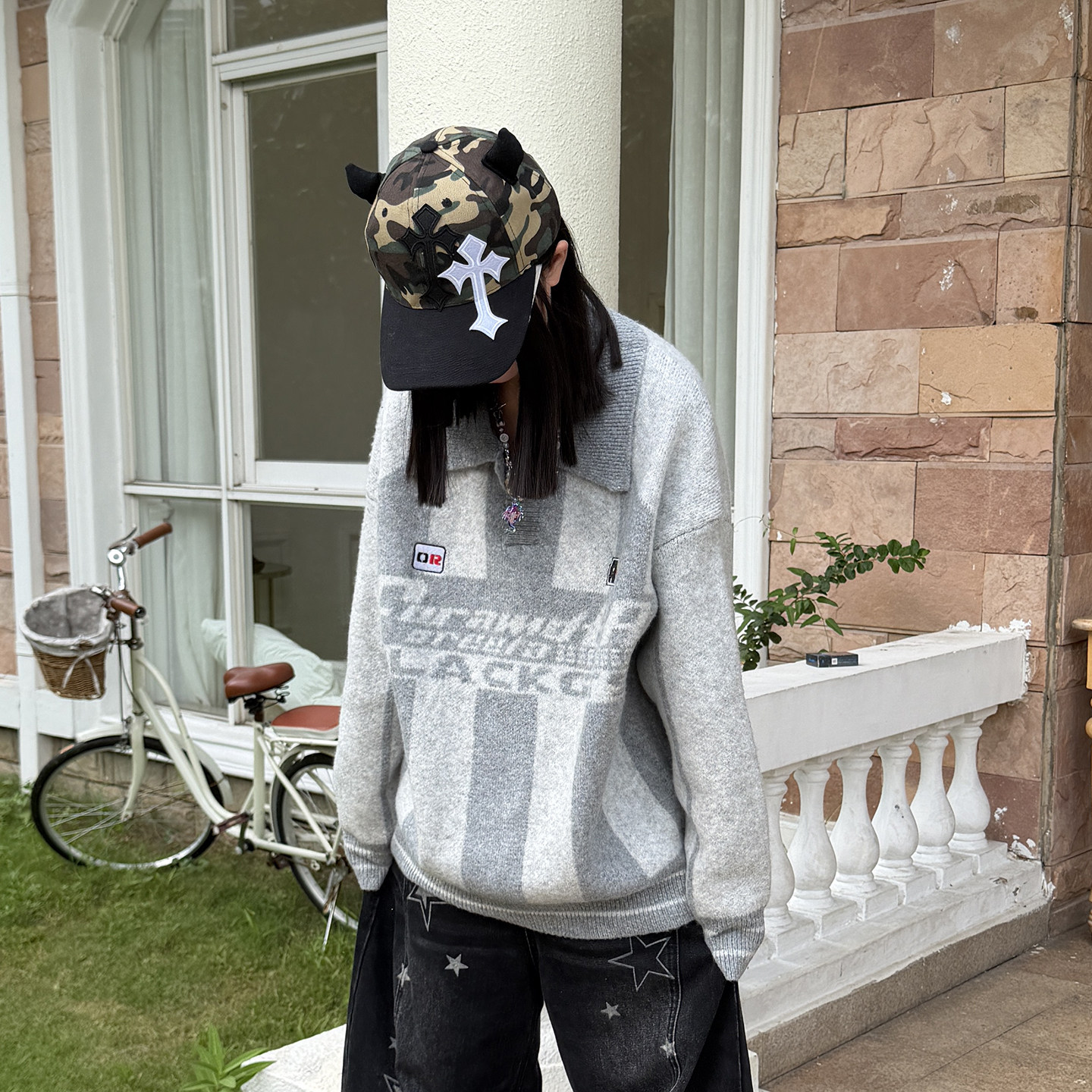 梁拌泡菜美式复古条纹翻领毛衣男女同款休闲街头百搭针织衫上衣,淘宝优惠券,粉丝福利购,淘宝优惠卷