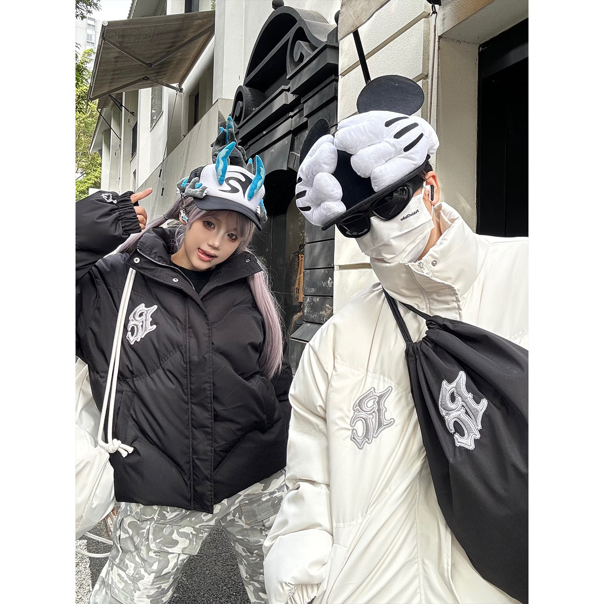 梁拌泡菜【拍棉服送书包】蓝色幽灵休闲棉服外套男女潮牌秋冬情侣,淘宝优惠券,粉丝福利购,淘宝优惠卷