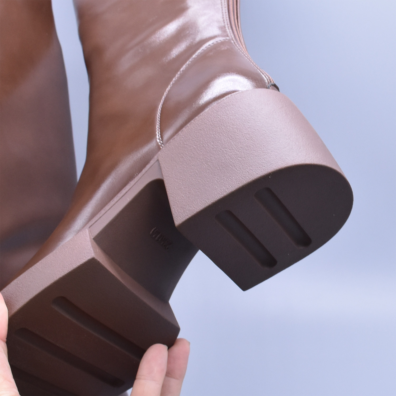 粗跟显腿直V口后拉链加绒高筒靴修脚显瘦及膝骑士靴圆头女靴软底,淘宝优惠券,粉丝福利购,淘宝优惠卷