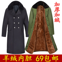 Military cotton coat mens winter thickened medium long lady warm and suede security guard cold storage Northeast anti-cold labor-padded jacket