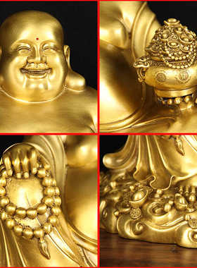 HY34号铜升级款铜聚宝盆笑佛摆件