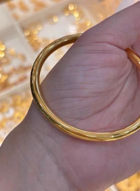 热款18k素圈亮面卡4手镯au750实心不脱模女款经典传承百搭送女友