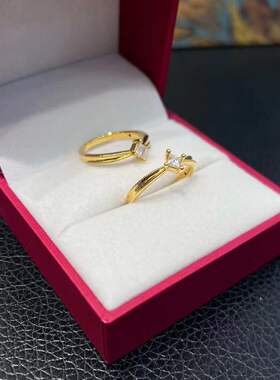 18k含金单钻莫桑公主戒指au750简约轻奢设计小众时尚潮流送女友礼