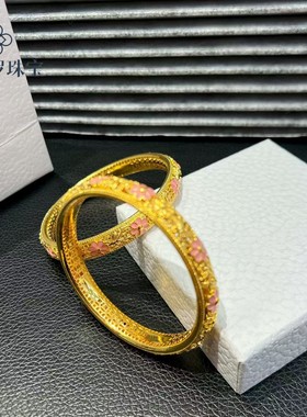 18K古法珐琅樱花手镯送女友