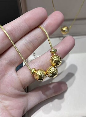 18k表面含金点钻星球珠吊坠au750不脱模 时尚百搭小众 水贝直发