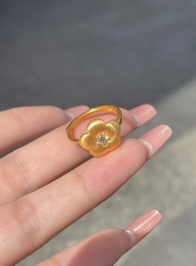 18k小金花au750彩金锆石配饰戒指耳钉吊坠不脱模首饰项链钻石