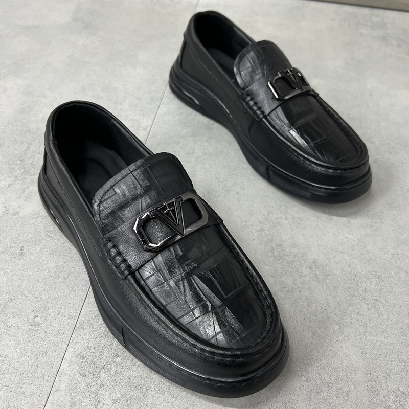 欧洲站男鞋一脚蹬真皮休闲皮鞋2025春秋新款透气软底豆豆鞋乐福鞋,淘宝优惠券,粉丝福利购,淘宝优惠卷