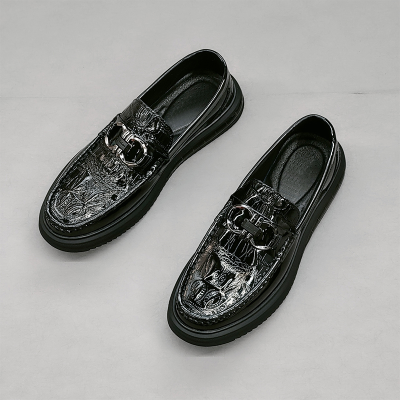 欧洲站漆皮鳄鱼纹豆豆鞋男厚底休闲皮鞋软底潮流一脚蹬真皮春秋款,淘宝优惠券,粉丝福利购,淘宝优惠卷