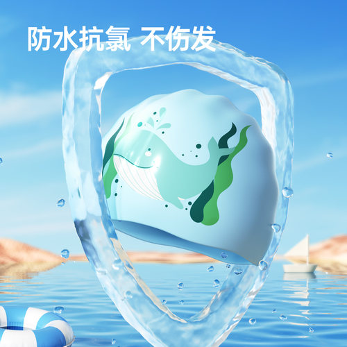 儿童泳帽女童不勒头硅胶防水游泳帽女款布帽男童大头围卡通新款 - 图2